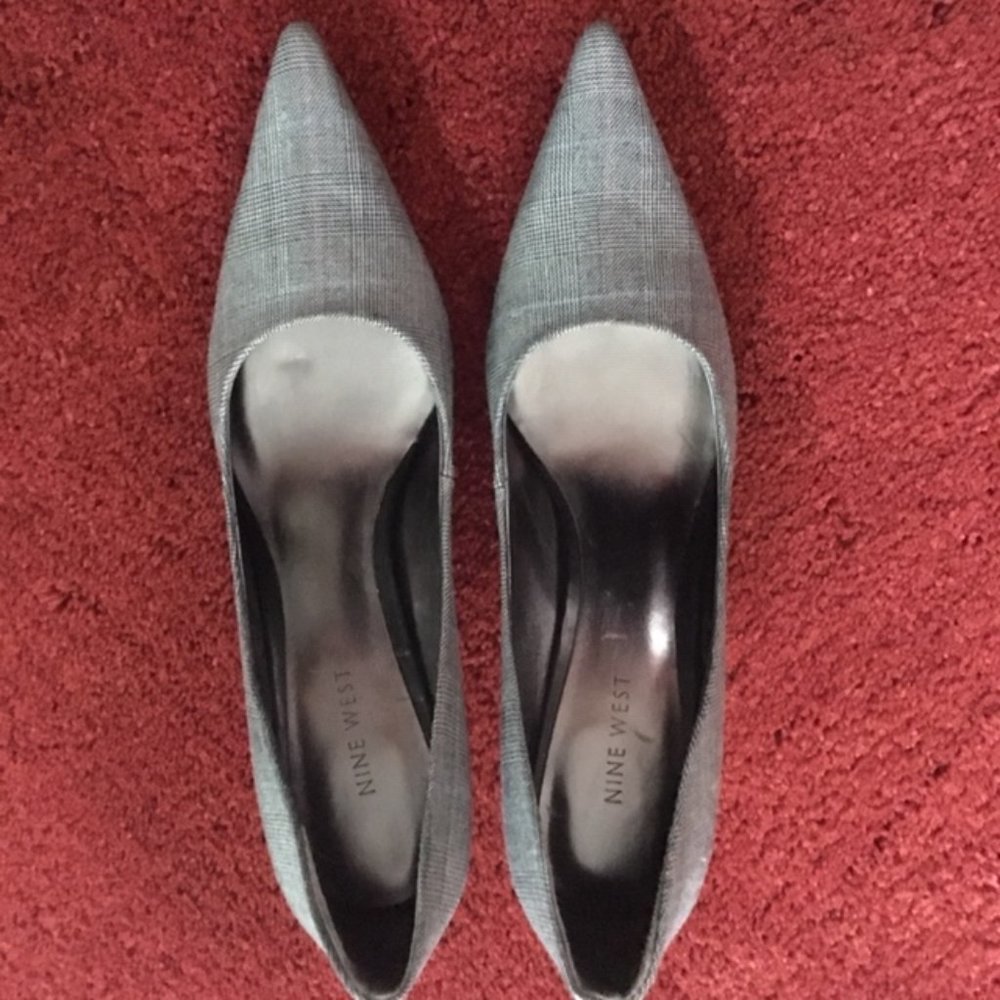 Glen Plaid Fabric Heels, NEW Size 8